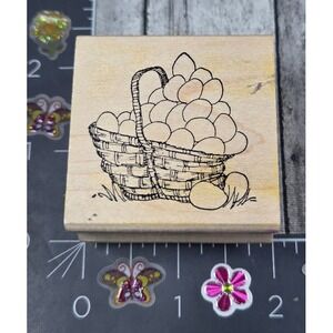 Art Impressions Eggs in Basket Farm G1755 Rubber Stamp Wood #V2